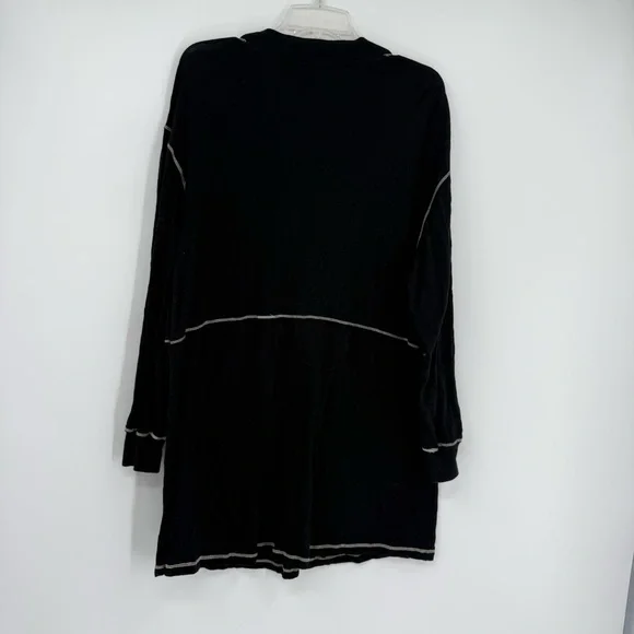 Natural Life Women Lounge Tunic Dress Size L Black  Long Sleeve Boho Surplice - Picture 7 of 10